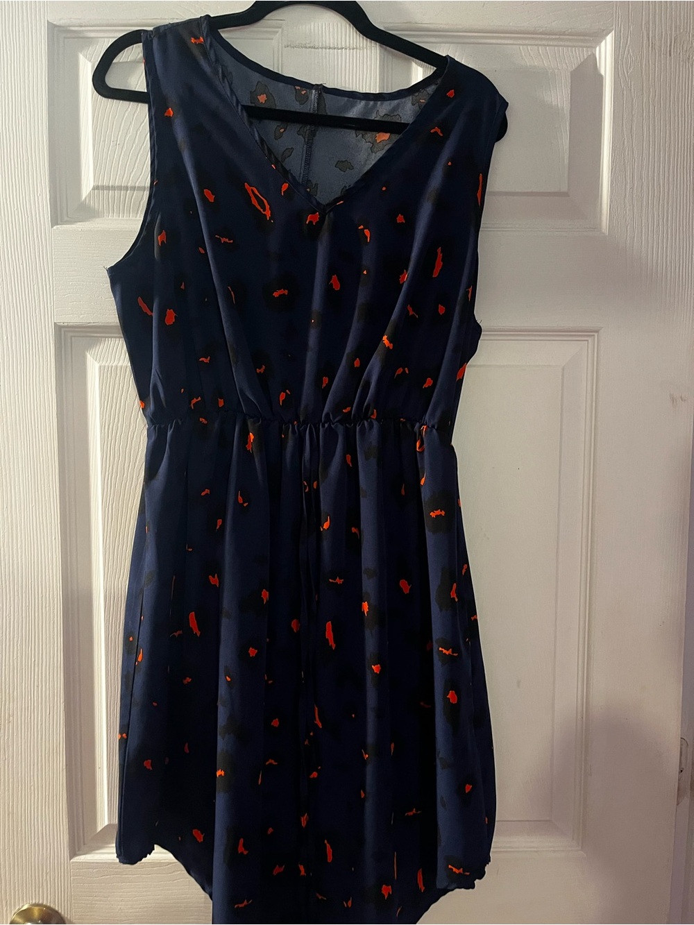 SHEIN Navy Blue Midi Dress with Orange Accents